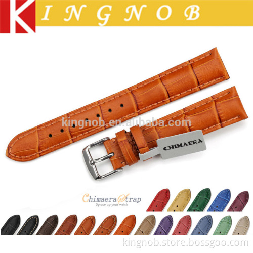 14 16 18 19 20 21 22mm Watch Band Muticolor Handmade Leather Wrist Watch Straps Stainless Steel Pre-v Buckle Watch Strap